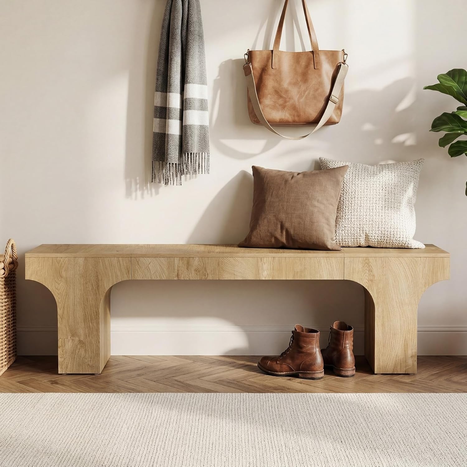 63 Wood Long Dining Entryway Hallway End Of Bench
