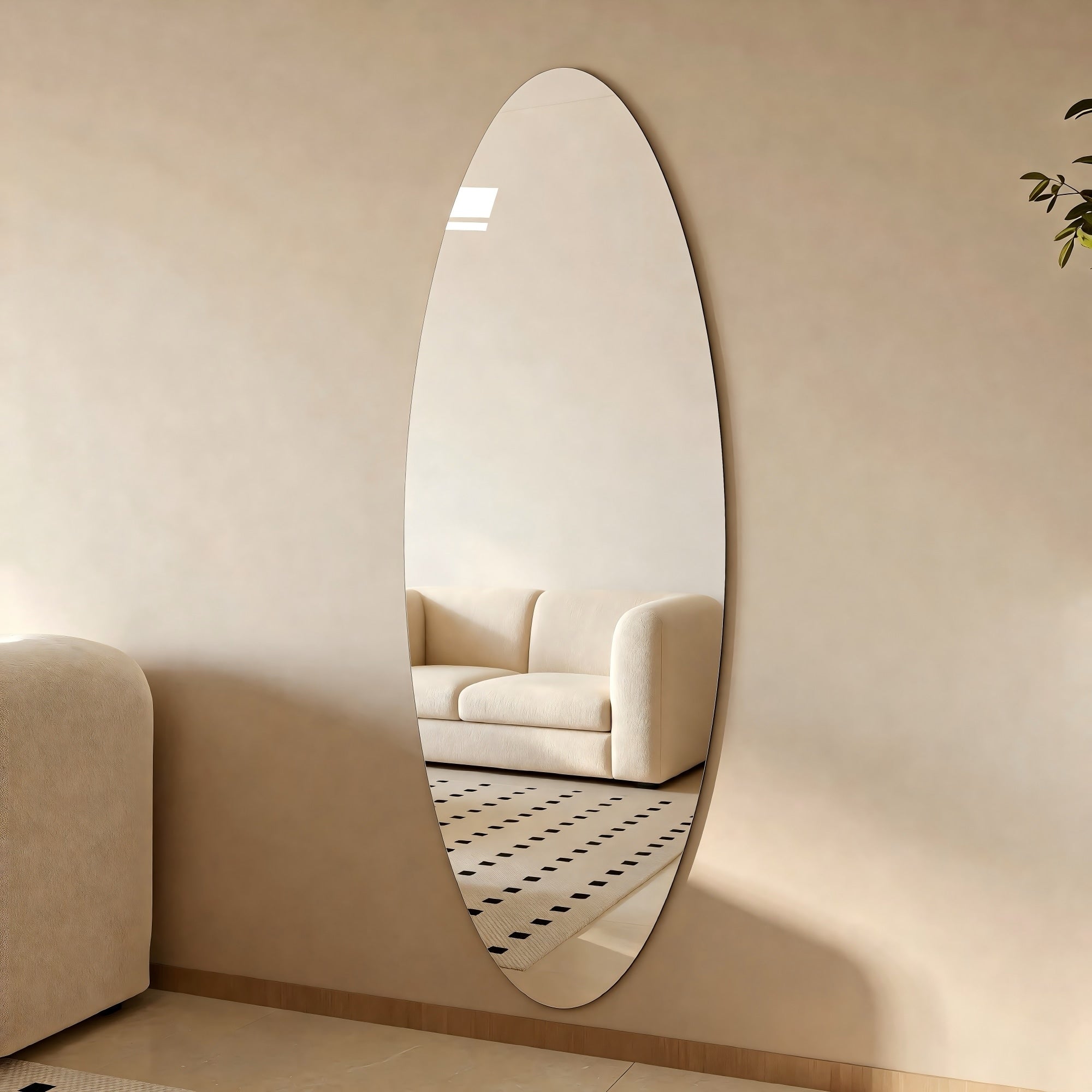 63 X 24 Modern Oval Full Length Wall Mirror Hd Copper Free Silver Glass Shatterproof Moisture Resistant Clear