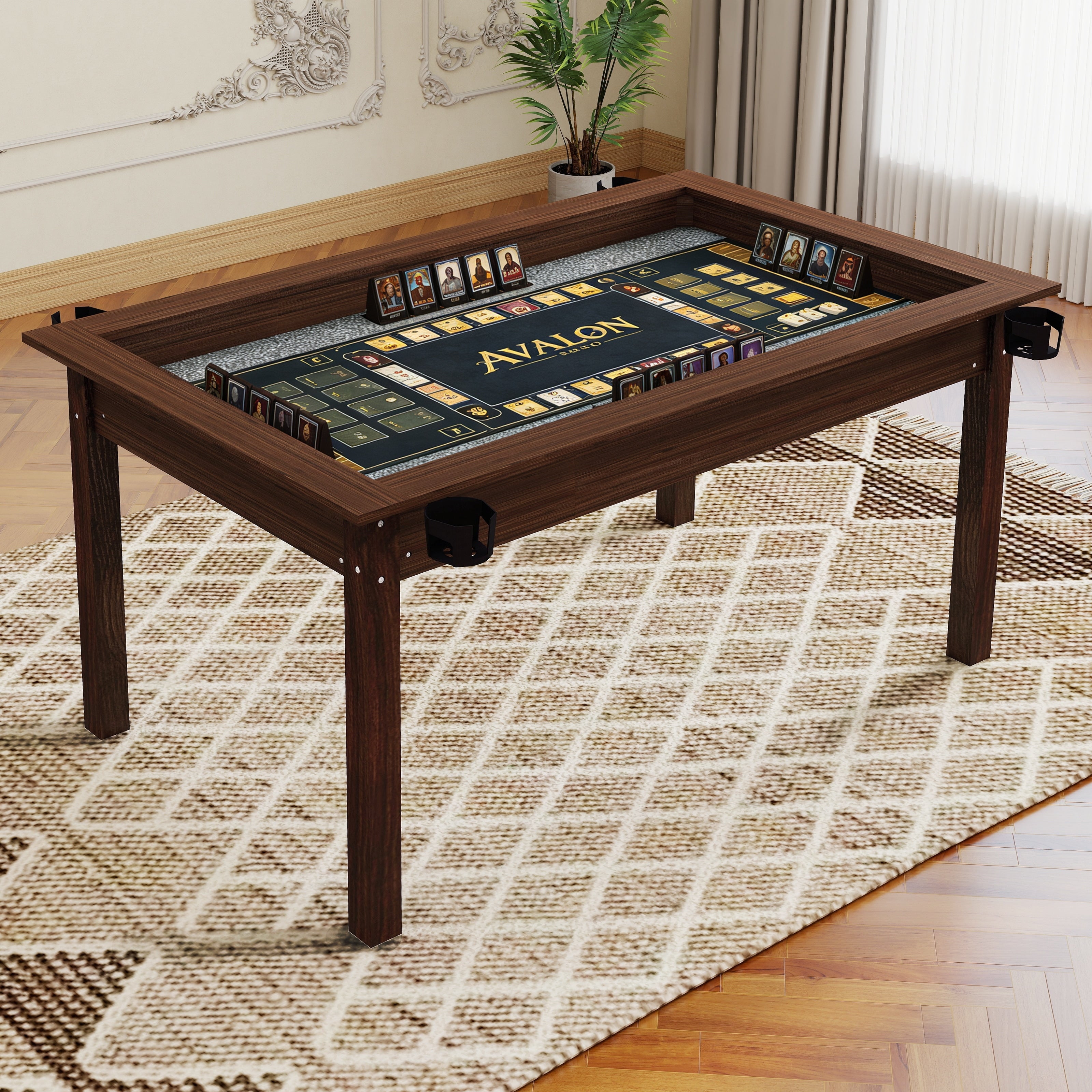 63 X 40 Board Game Table With Removable Table Top For 4 6 Players Gaming And Dining Table With Solid Wood Legs Non Slip Play Mat