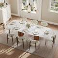 63 94.5 Extendable White Sintered Stone Dining Table Seats 4 10 Double Pedestal