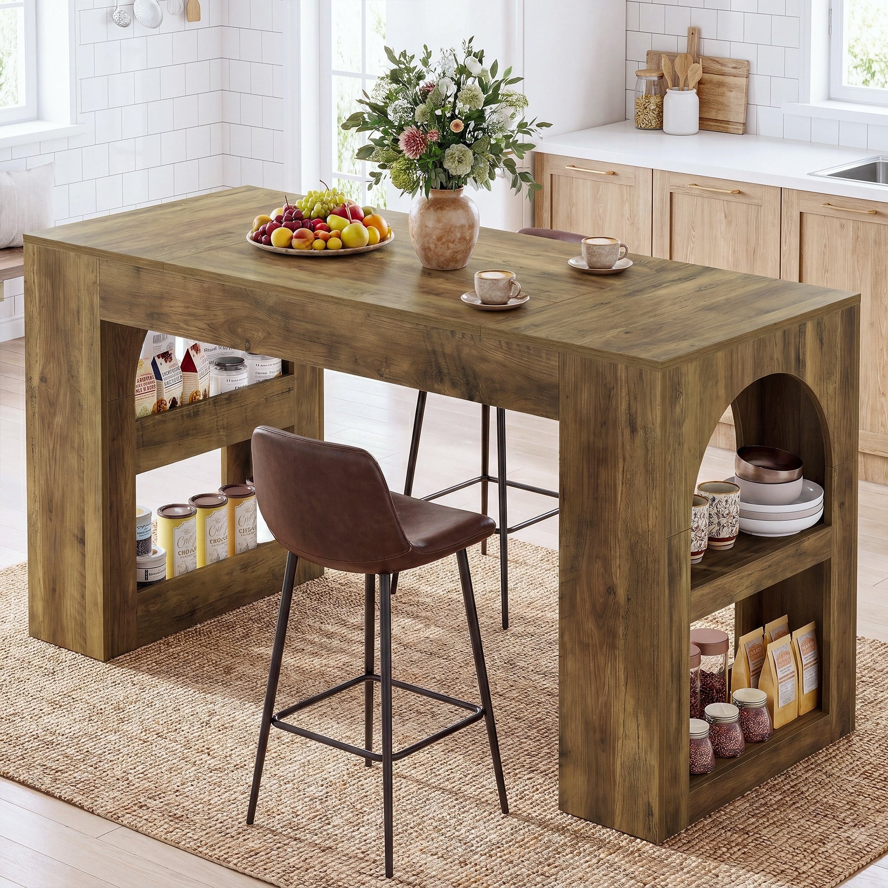63 Kitchen Island With Storage Farmhouse Stationary Island Table