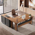63 L Shaped Home Office Desk Modern Large Computer Executive Desk With 3 Drawers And Shelves Office Furniture