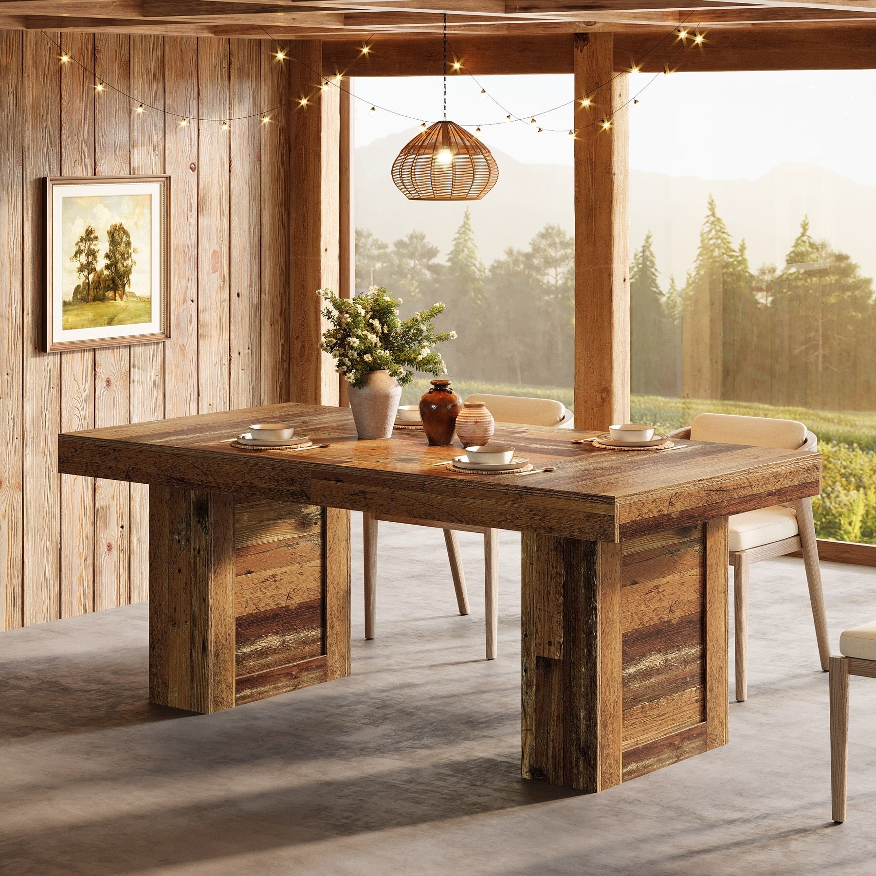 63 Large Dining Table For 6 Rectangle Wooden Kitchen Table For Dining Room Family Meals Banquets Dinner Parties
