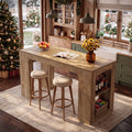 63 Long Kitchen Island With Storage Counter Height Stationary Island Stand With Shelves High Top Table For Kitchens