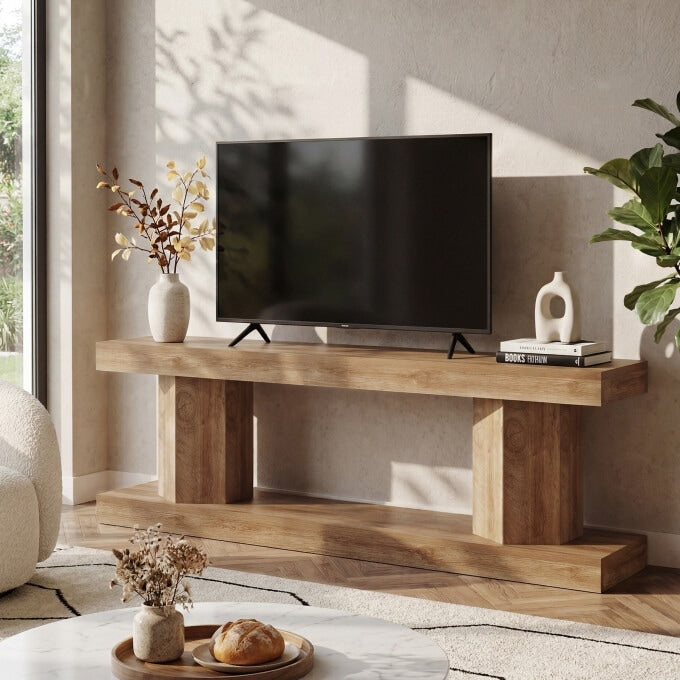 63 Tv Stand For Tvs Up To 70 Wooden Media Console With 2 Open Shelves