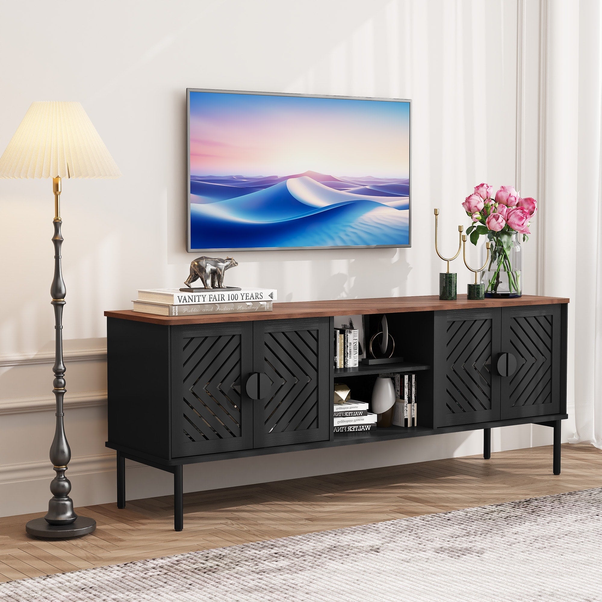 63 Tv Stands With 2 Layer Shelves