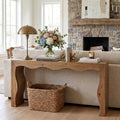 63 Curved Leg Solid Wood Farmhouse Console Table Narrow Entryway Hallway Table
