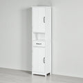 64.5 H Slim Bathroom Storage Cabinet Tall Cabinet Linen Tower With Open Shelf Drawer Recessed Doors And Adjustable Shelves