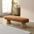 64 L Orange Boucle Ottoman Dining Bench Upholstered End Of Bed Entryway Seating For Living Room