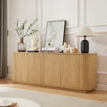 Wave Pattern Wooden Sideboard Cabinet Vertical Striped Tv Stand Buffet Storage Cabinet