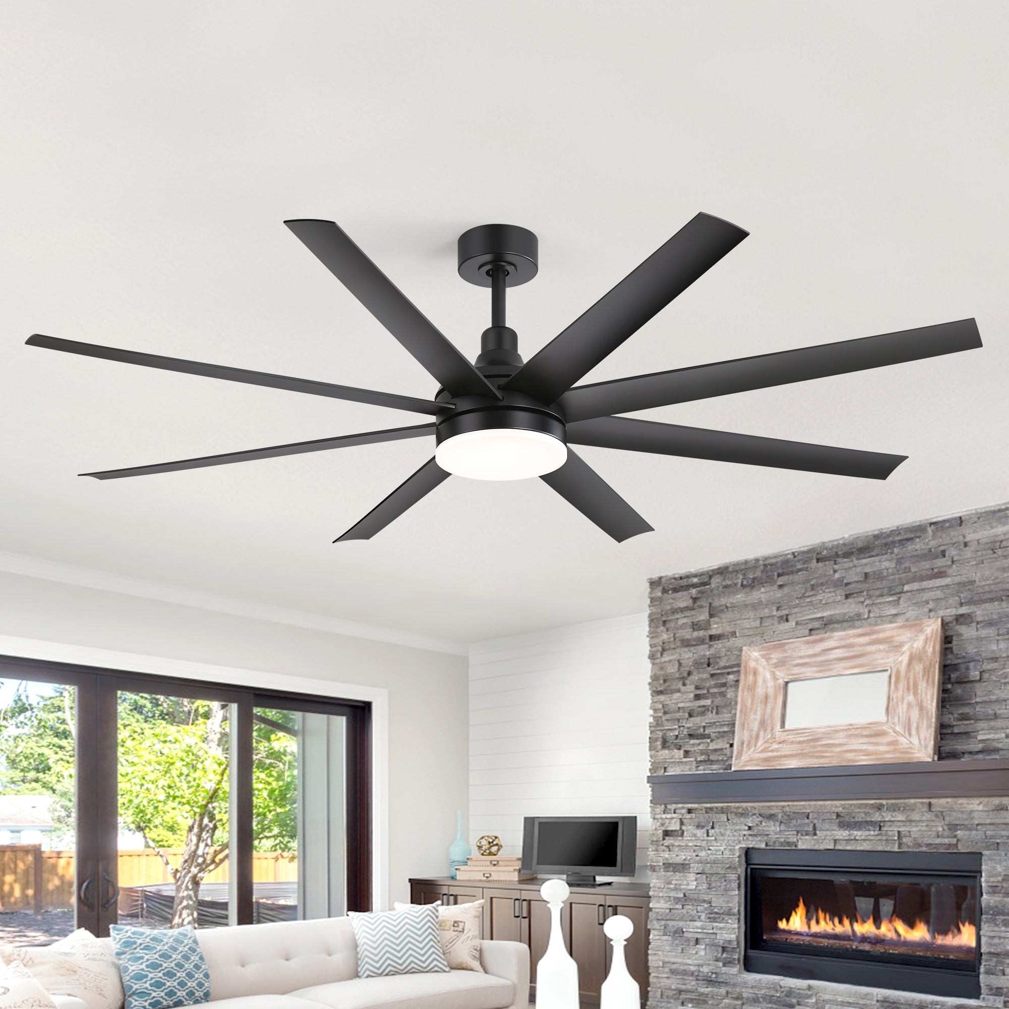65 Inch 8 Blade Ceiling Fan With Light And Remote Quiet Reversible Dc Motor 6 Speeds 3 Cct Led Modern Indoor Fan