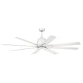 65 Inch Breda 8 Blade Ceiling Fan In Matte White With Matte White Blades