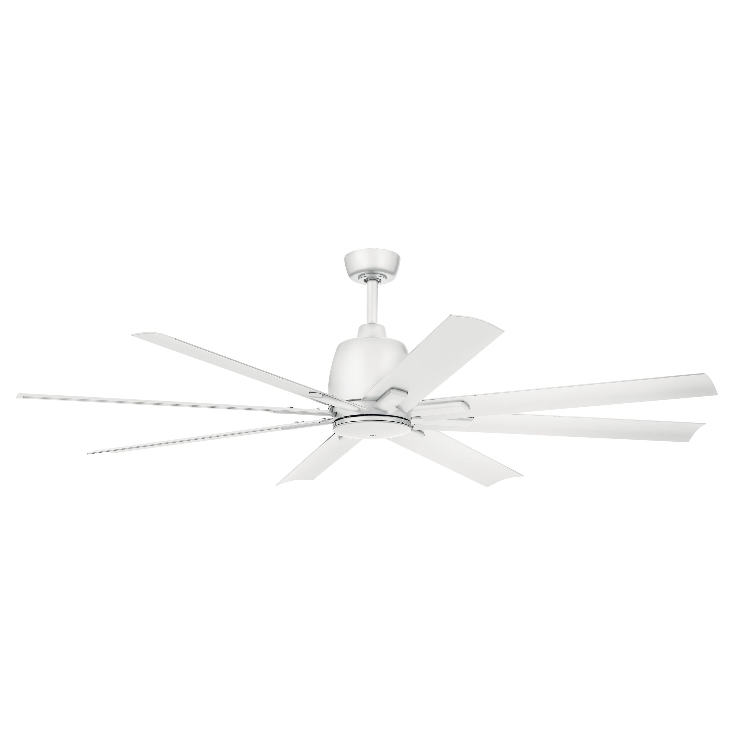 65 Inch Breda 8 Blade Ceiling Fan In Matte White With Matte White Blades