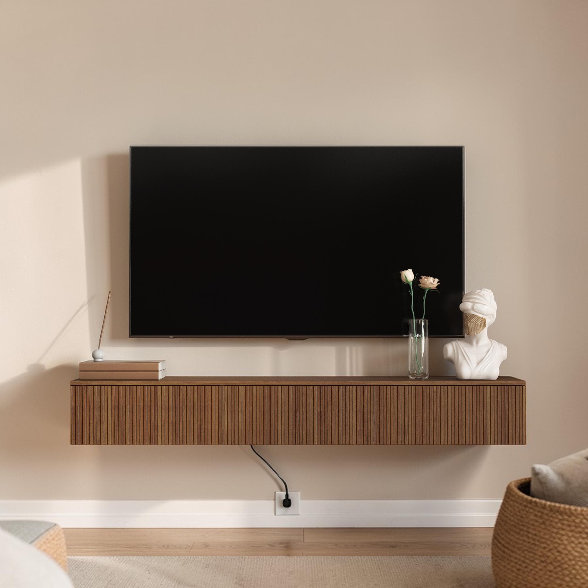 65 Floating Tv Stand Wall Mounted With 16 Color Led Lights Modern Tv Cabinet For 55 65 Inch Tvs