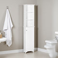 65 Tall Bathroom Storage Cabinet Freestanding Linen Tower With 3 Tier Open Adjustable Shelf Space Saving Bathroom Organizer