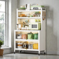 65 Tall Kitchen Bakers Rack With Flip Door Cabinet 5 Tier Microwave Stand Coffee Bar With Pegboard Hooks