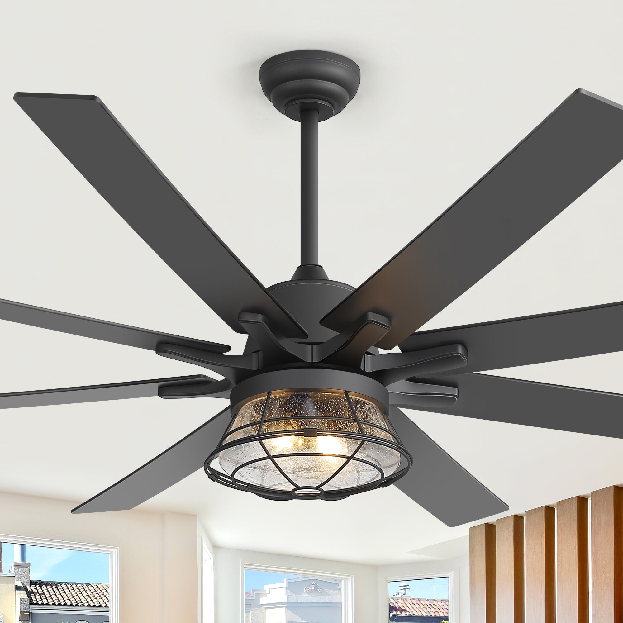 65In Farmhouse Ceiling Fan With Light Remote Control Quiet Reversible Dc Motor 6 Speed Timer Dual Finish Blades 65 Inch