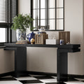 66 Inch Extra Wide Console Table Minimalist With Real Wood Veneer Black