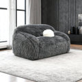66.5 Modern Long Pile Dark Gray Upholstered Loveseat Sofa With Ball Pillows 66.5 D X 38.8 W X 31.5 H