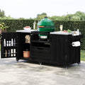 66.5 Solid Wood Outdoor Kitchen Island For Big Green Egg Grills With Stainless Steel Top Drawer