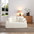 66.5 Beige Boneless Sofa Couch With 2 Pillows 2 Seater Sofa Couch Upholstered Loveseat With Side Pocket