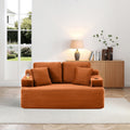 66.5 Boneless Sofa Couch With 2 Pillows Orange 2 Seater Sofa Couch Upholstered Loveseat With Side Pocket