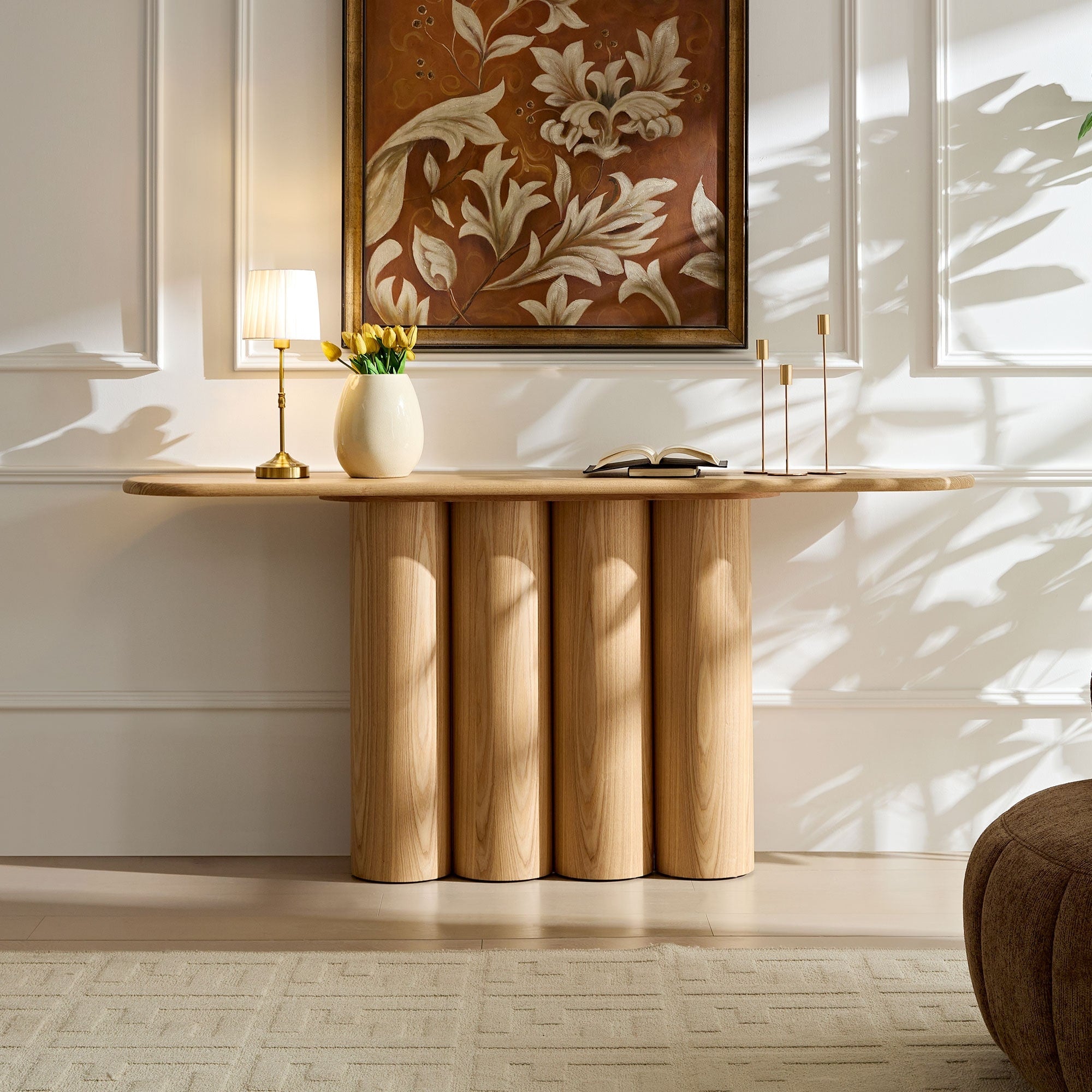 66.93 Modern Console Table For Entryway With Unique Cylinders Legs Design For Living Room Hallway Foyer Entrance Study