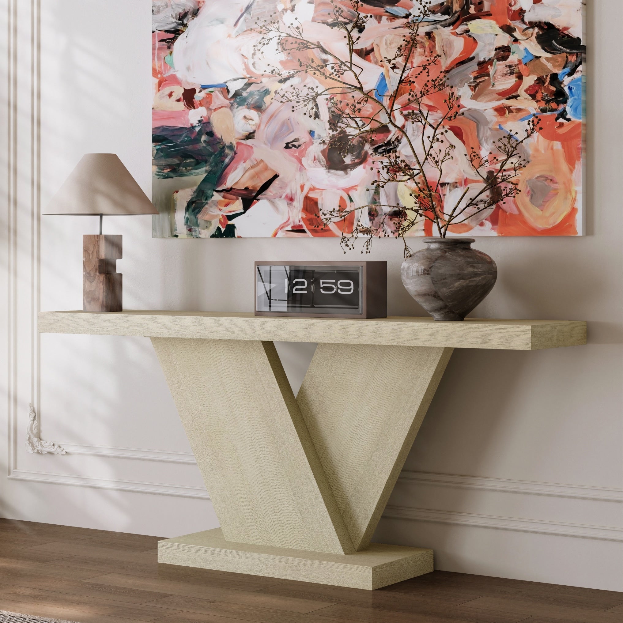 66 Modern X Leg Console Table With Solid Wood Veneer