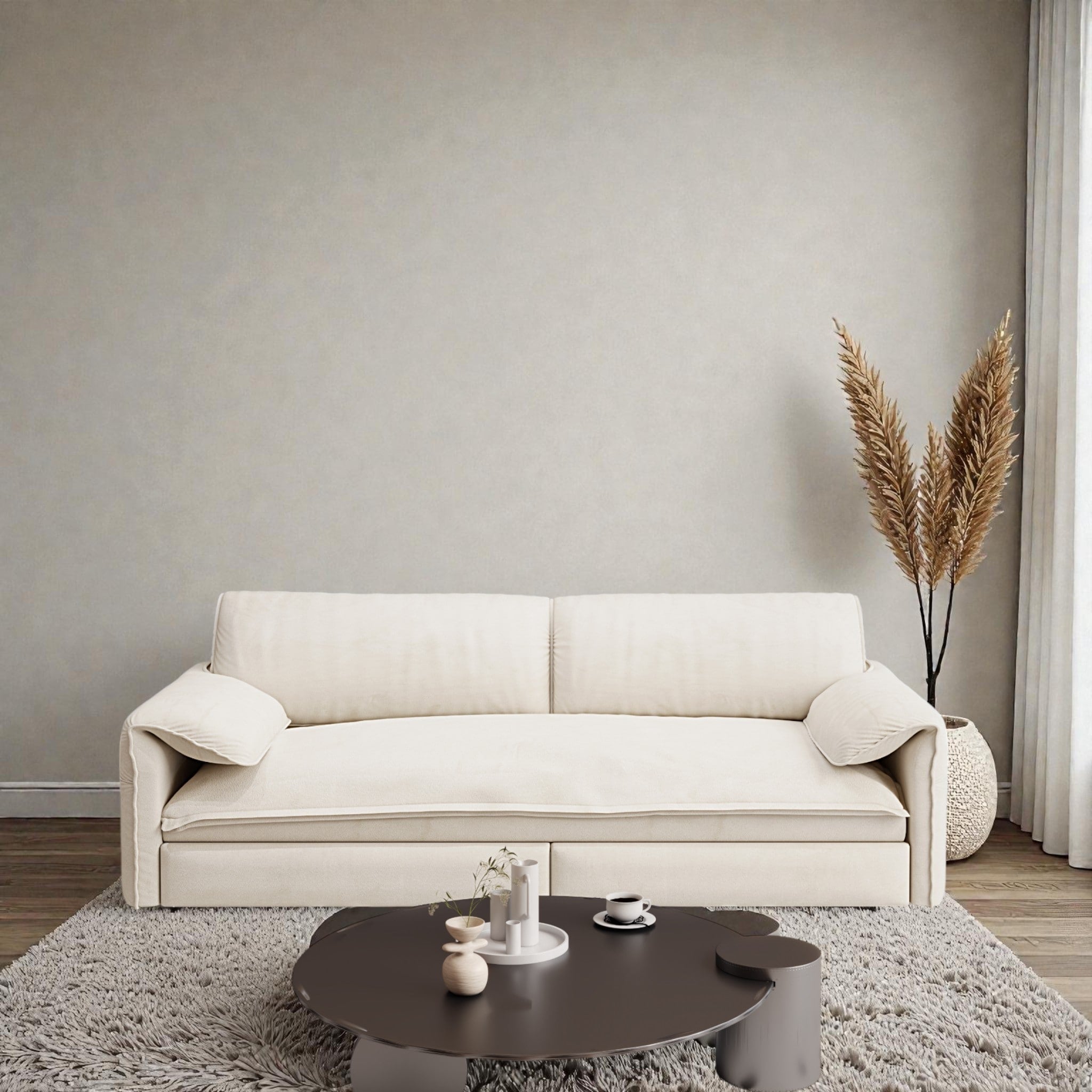 66 Pull Out Sofa Bed 3 In 1 Convertible Queen Sleeper Sofa With Side Storage Velvet Loveseat For Living Room Apartment