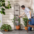 67 In. Metal Lattice Trellis With Planter Stand Grid