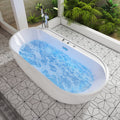 67 In. X 32 In. Acrylic Freestanding Whirlpool And Air Combination Bathtub With Drain And Overflow In Milk White