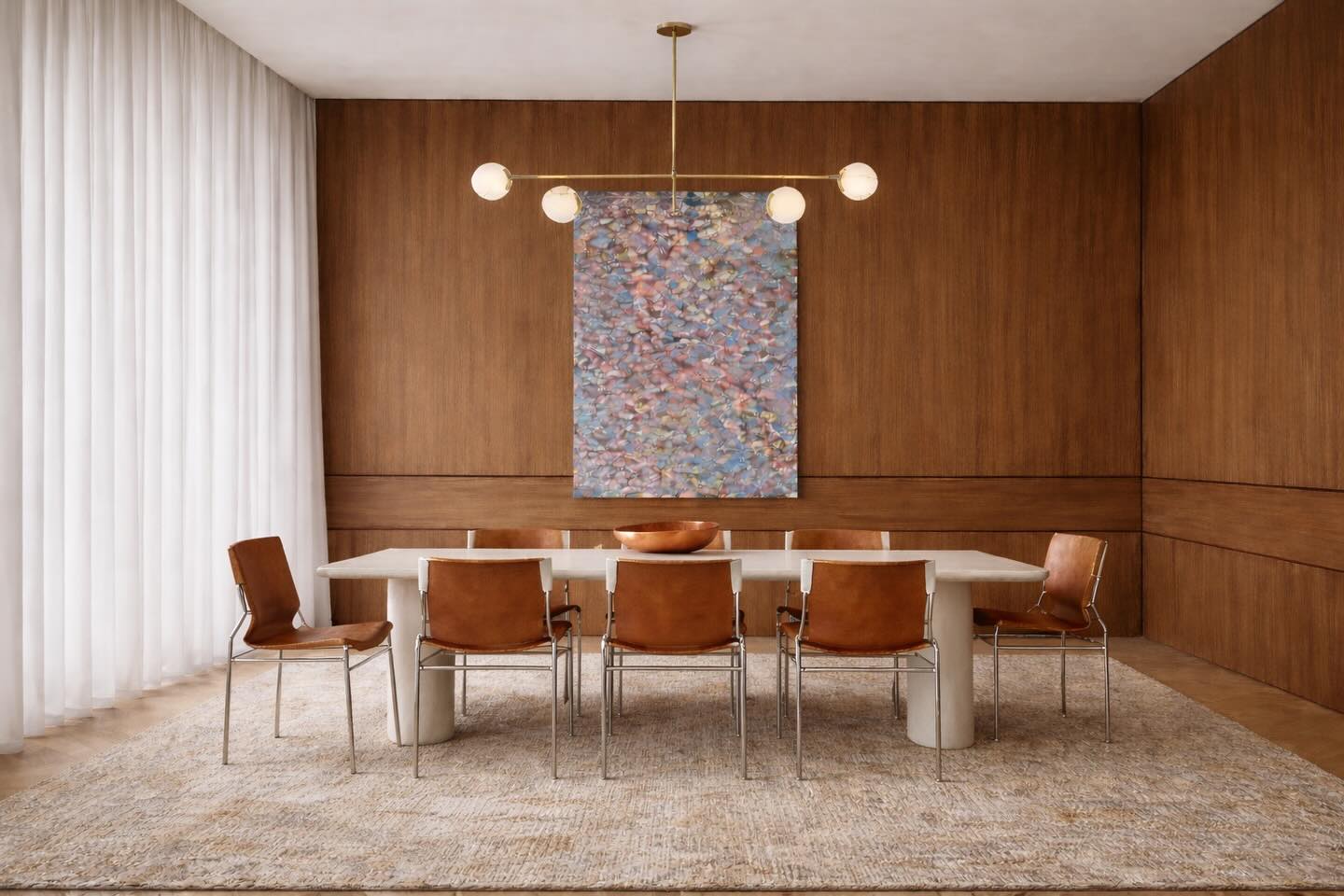 Surf Sling Brown Leather Dining Chair Set of 4