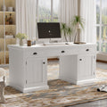 67 Modern Executive Desk Computer Desk With 2 Wooden Doors Storage Cabinet And 3 Drawers Rectangle Home Office Desk