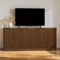 67 Modern Wavy Sideboard Cabinet With 6 Doors Walnut Storage Console And Tv Stand With Shelves