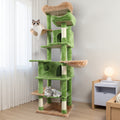 68 In Tall Multi Level Green Cat Tree With Hammocks Hanging Basket Cat Cave Removeable Cushion Scratching Posts