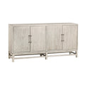 68 In. Cream Solid Wood 4 Door Media Credenza_Sideboard