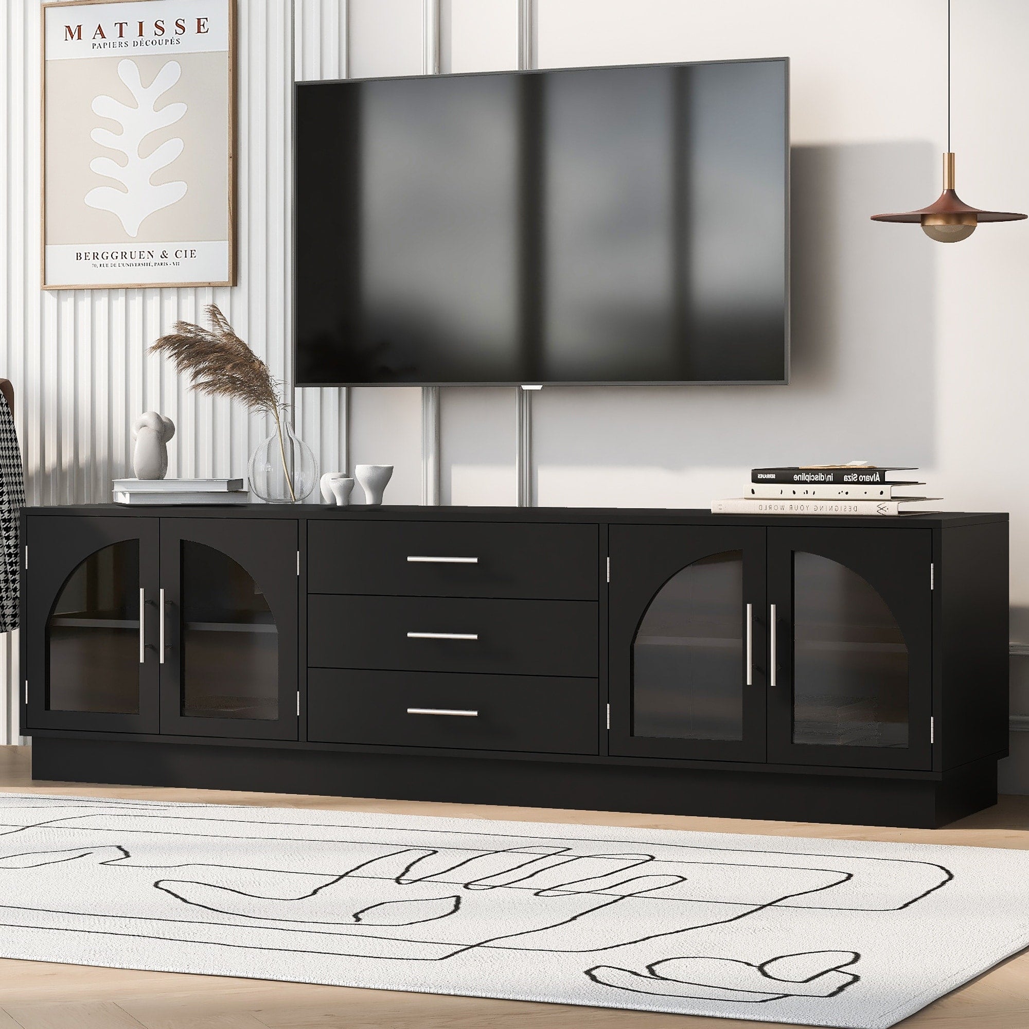 68.9 Modern Minimalist Tv Stand For Tvs Up To 75 Inches Entertainment Center Media Console Cabinet With Adjustable Shelves