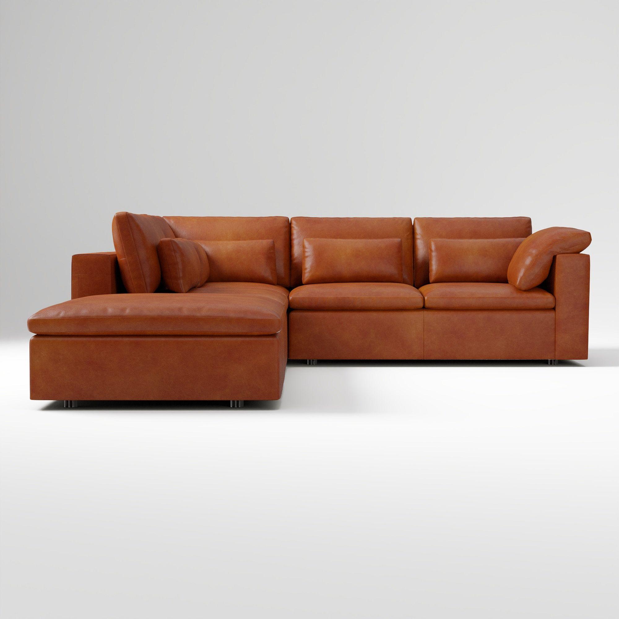 Harmony Modular Leather 3-Piece Ottoman Chaise Sofa (310 cm)