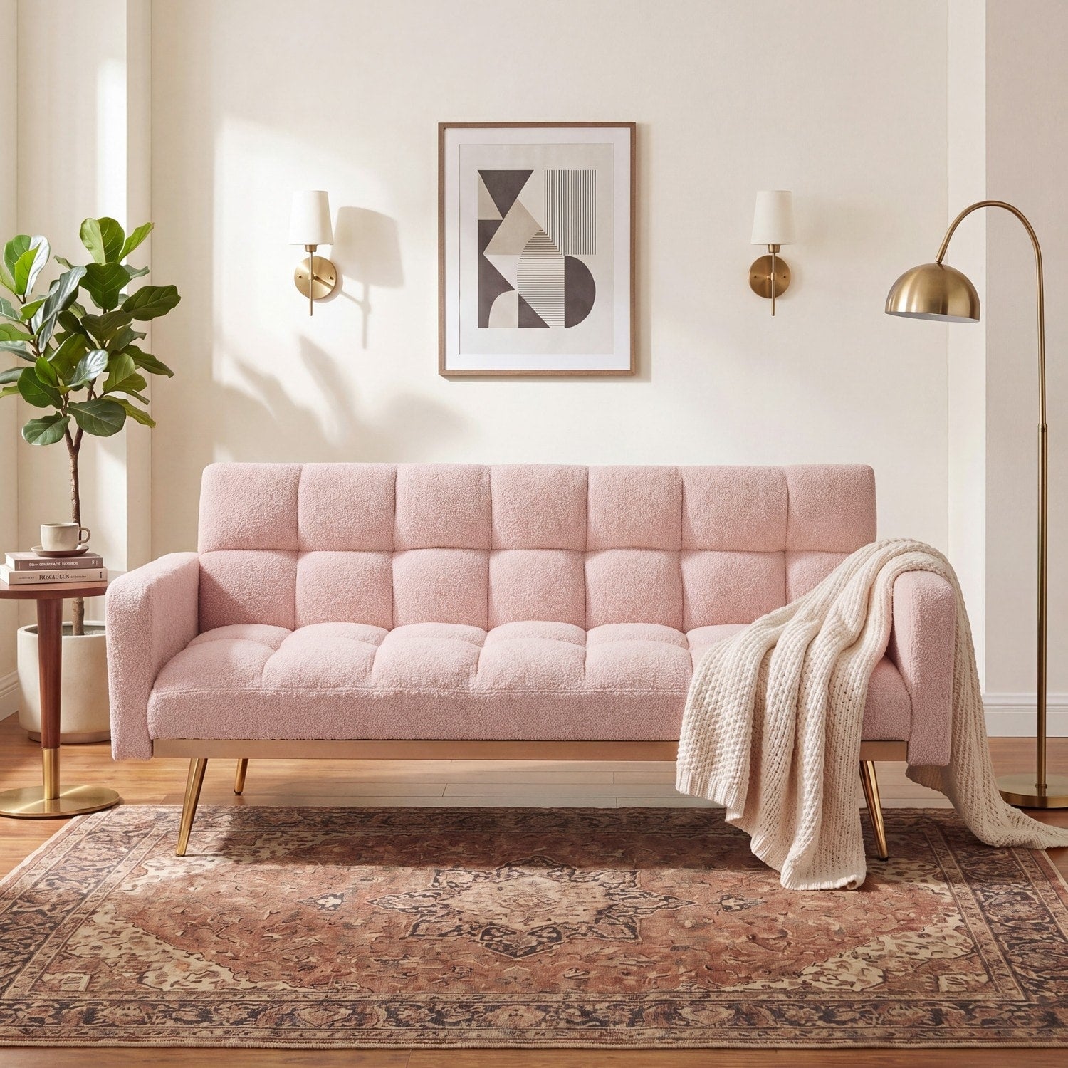 69 Teddy Fabric 3 Seater Sofa With Adjustable Backrest And Pillows