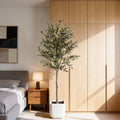 6Ft Artificial Olive Tree In Black Plastic Pot 1Pc Set
