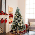 6Ft Pre Lit Flocked Artificial Pine Christmas Tree With Pinecone Decoration 70.8 H X 48 Diameter