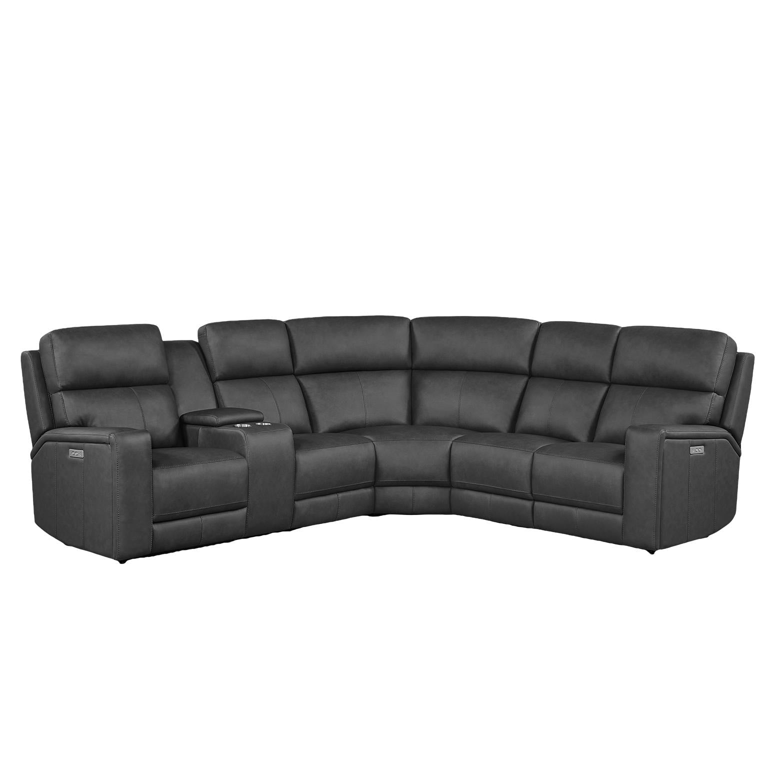 6Pcs 3 Power Recliners Leather Reclining Sectional With Cup Holders And Usb Usb C Charging