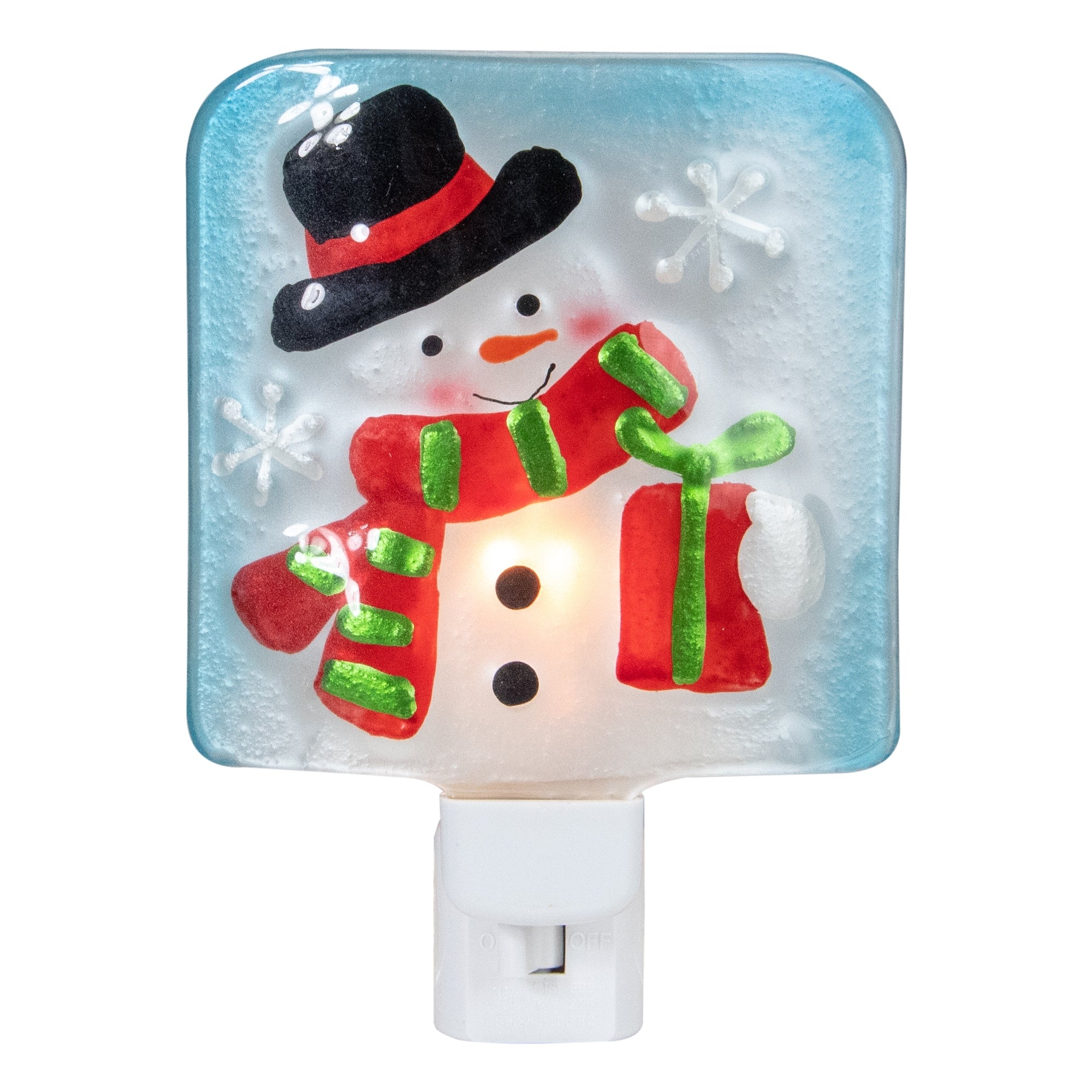 6 Blue And White Glass Snowman Christmas Night Light