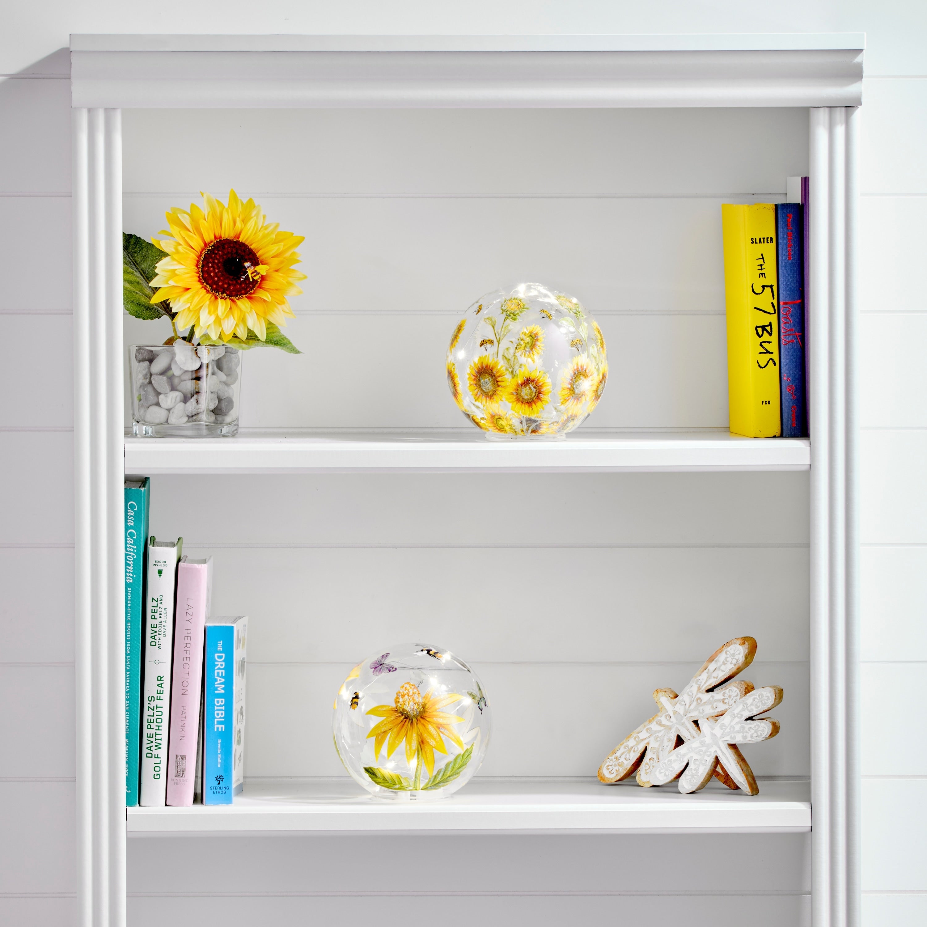 6 Glass Led Sunflower Table Piece