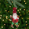 6.25 Green And Red Santa Claus Holding A Lantern Glass Christmas Ornament