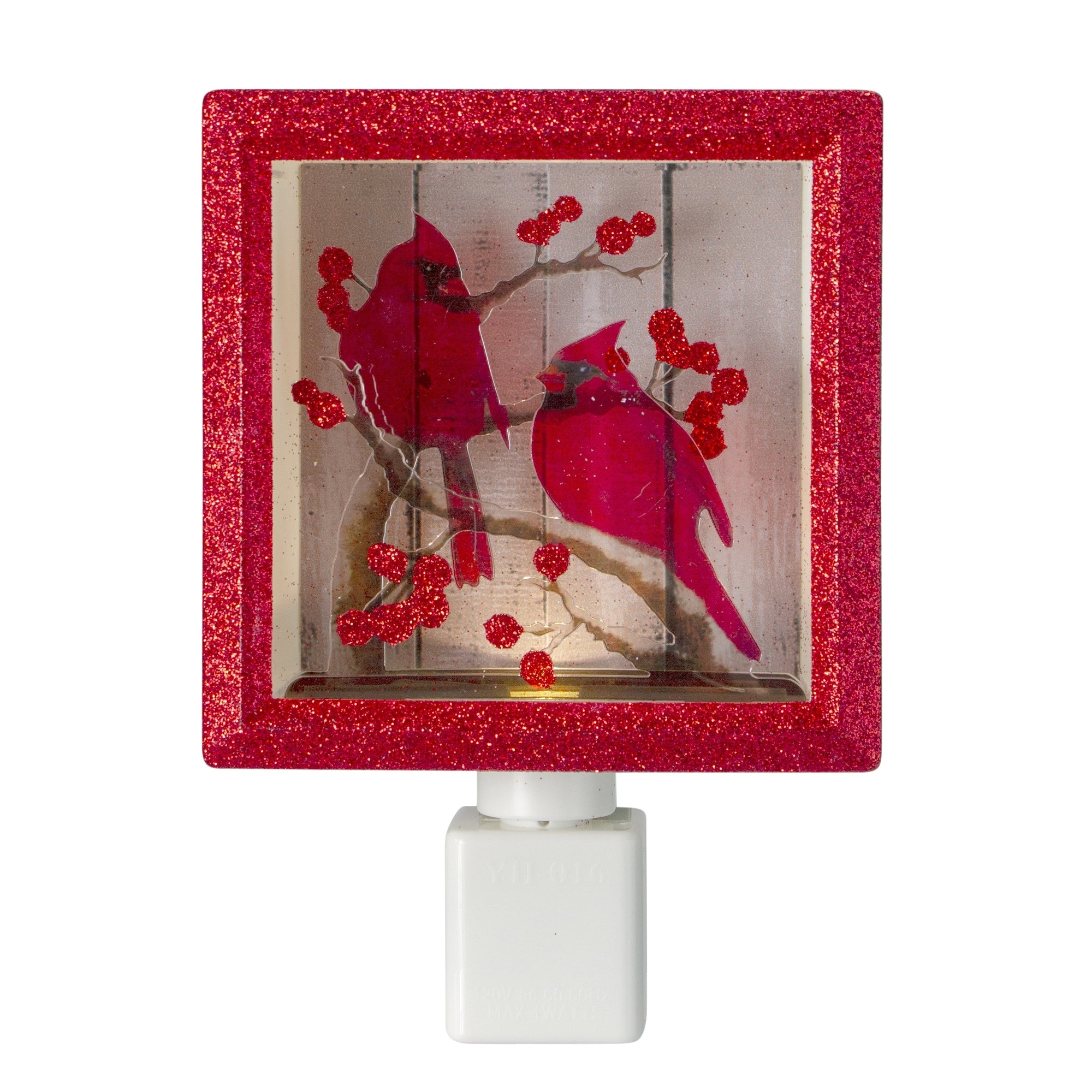 6 Red Glitter Cardinal Christmas Night Light