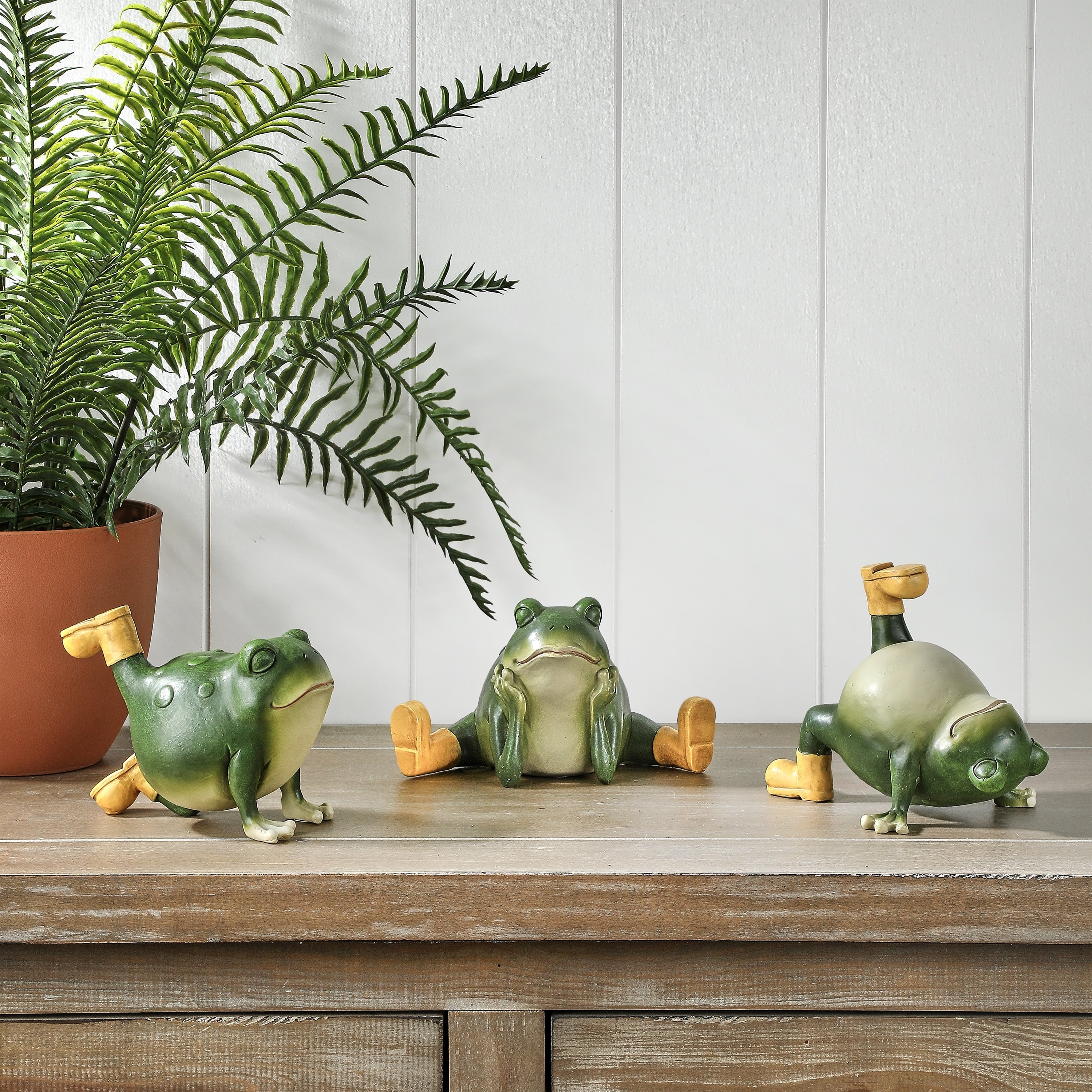 6 Resin Yoga Frog Set Of 3