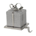 6 Silver Glittered Gift Box Shaped Christmas Stocking Holder