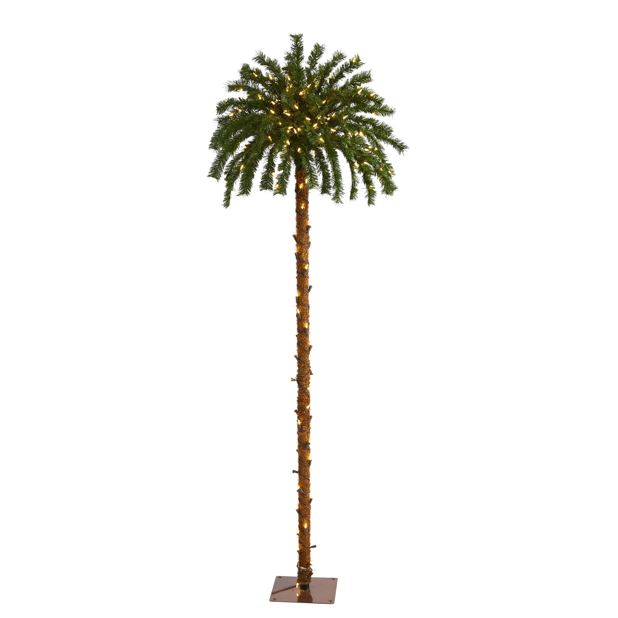 6 Christmas Palm Tree With 200 Warm White Led Lights Green