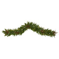 6 Christmas Pine Garland With 50 Warm White Led Lights And Berries